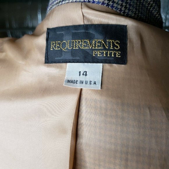 Vintage Womens Requirements 14 Houndstooth Plaid Blazer Jacket Made Is USA - Picture 8 of 10